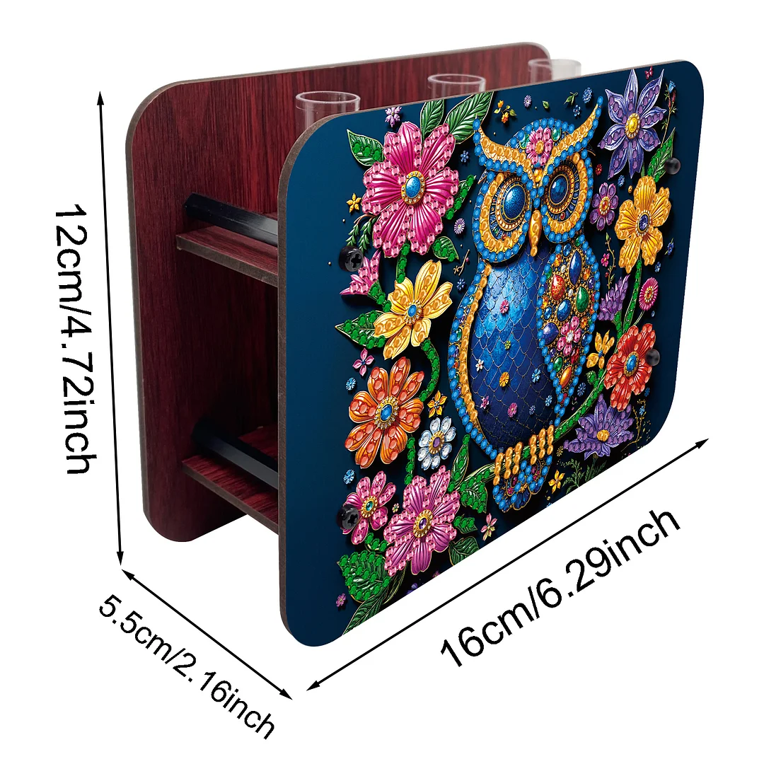 Gem Owl DIY Diamond Painting Wooden Tube Vase for Adults Gift Idea Home Decor