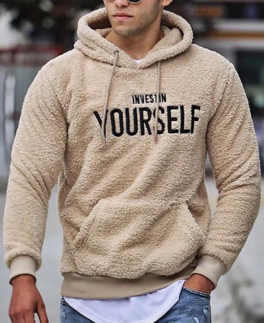 Casual Letter Embroidery Teddy Hoodie