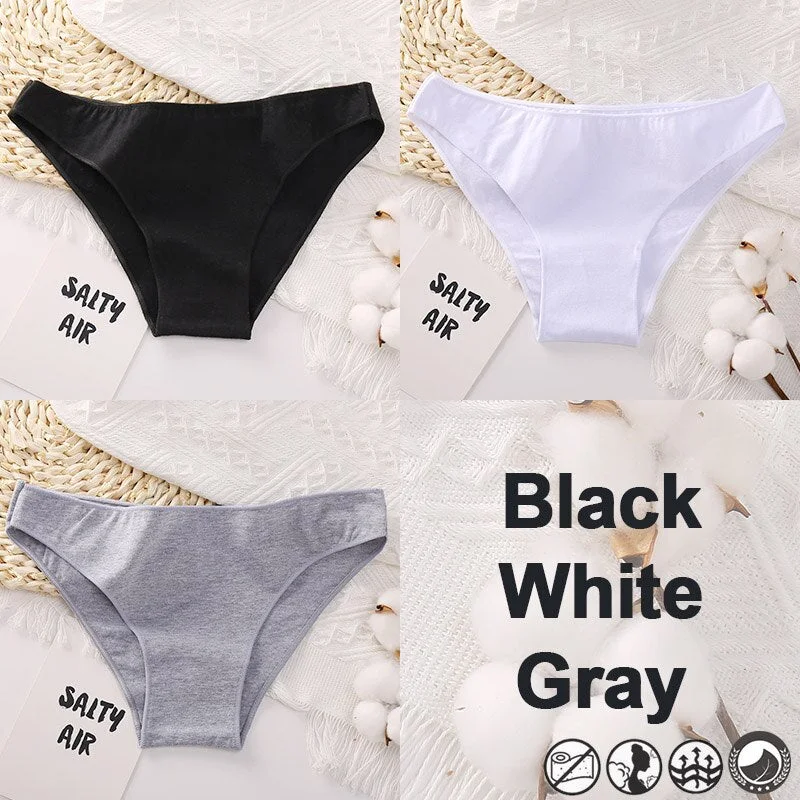 3PCS/Set Women's Panties Bikini Briefs Cotton Underwear Sexy Lingerie M-XXL Panties Female Underpants Solid Color Girls Pantys