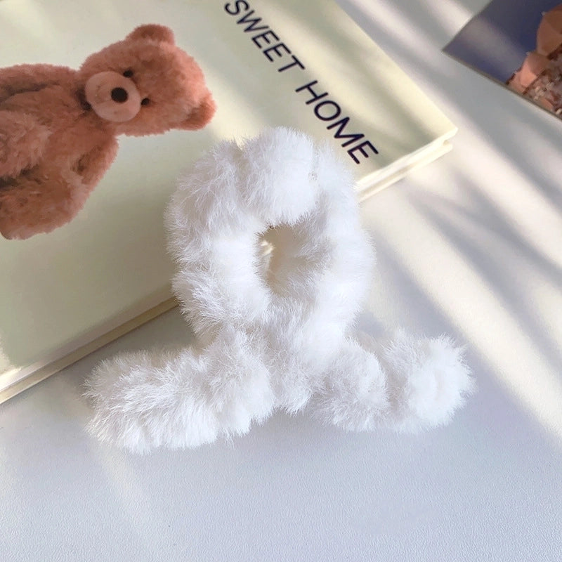 Colorful Large Plush Rectangular Hair Clip Female Back Head Updo Clip Gentle Temperament Shark Clip Hairpin Headdress