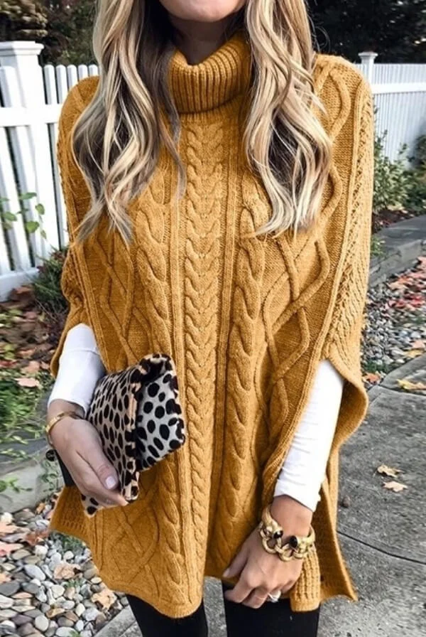 Fashion Solid Color Turtleneck Sweater