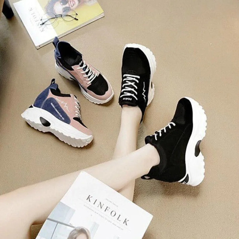 Women Vulcanize Shoes Women Sneakers Spring Autumn Fashion Ladies Causal Shoes Woman Leather Platform Shoes Female Sneakers W04