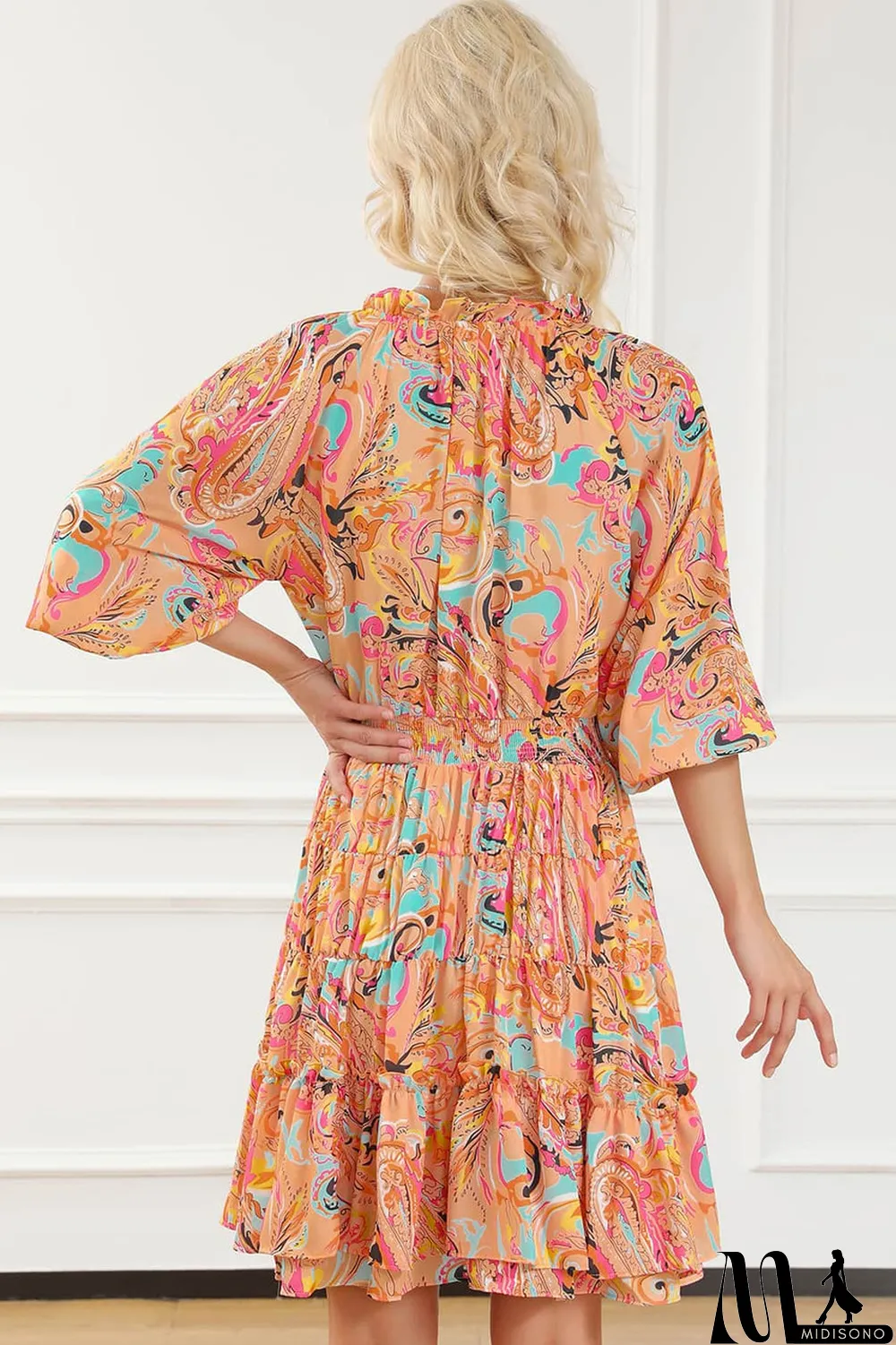 MidiSono - Multicolour Paisley Print Frilled Mini Dress