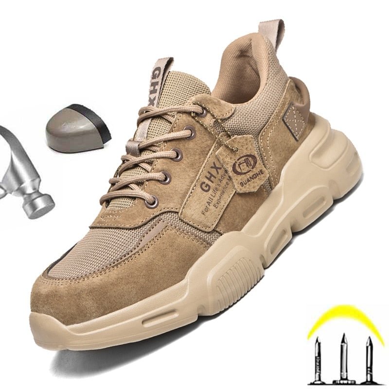 2021 Work Safety Shoes Steel Toe Anti-puncture Indestructible Men Safety Boots Kevlar Insole Suede Leather Upper Work Sneakers