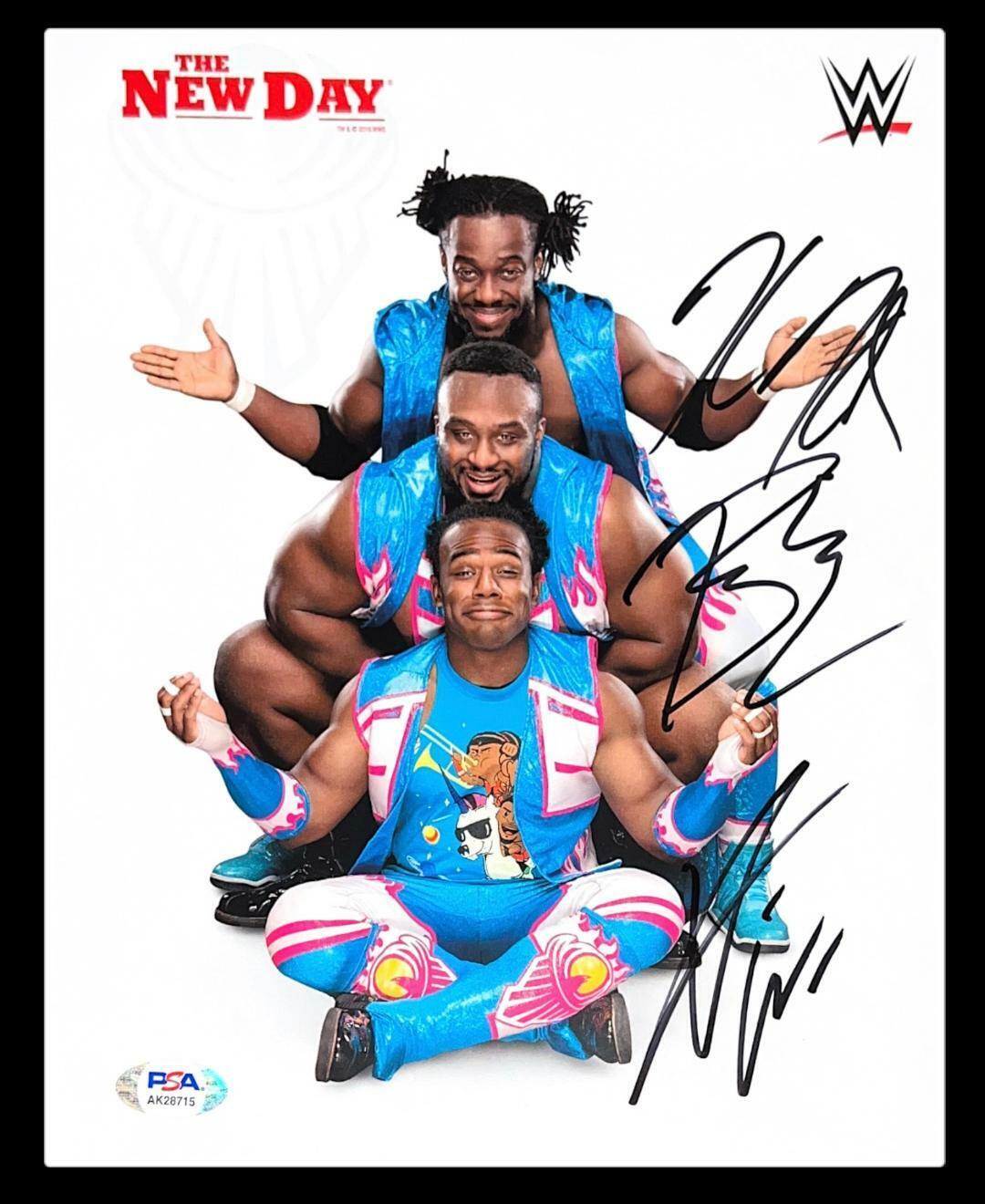 WWE THE NEW DAY HAND SIGNED AUTOGRAPHED 8X10 PROMO Photo Poster painting WITH PSA DNA COA RARE