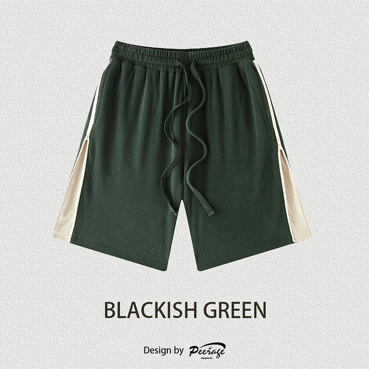 360gsm High Quality Looser Fit Sild Zipper Patchwork Waffle Cotton Shorts