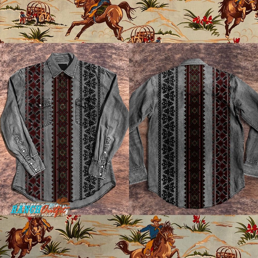 Simple Pattern Vintage Stripe Print Casual Shirt Multicolor / S