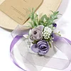 10PCS Light Purple Wedding Catering Bridal Groom Guests Corsage Boutonniere Wrist Artificial Flower Bouquets