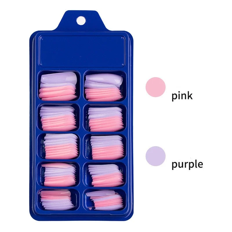 100 Pieces Long Press Fake Nails Full Acrylic Pressed Fake Nail Cover Reusable Full Coverage Nail Tips Manicure Tool CL05