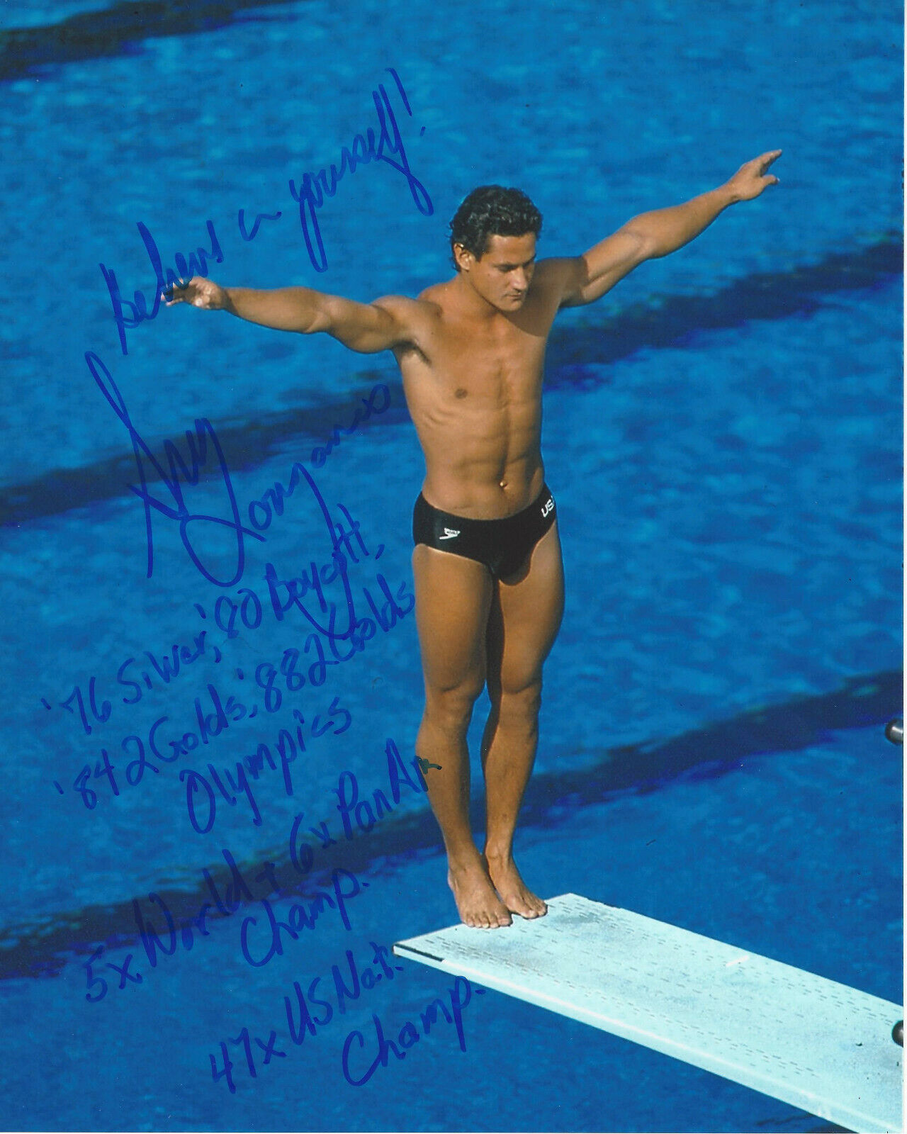 GREG LOUGANIS US OLYMPIC SWIMMER SIGNED AUTHENTIC 8x10 Photo Poster painting w/COA GOLD MEDAL