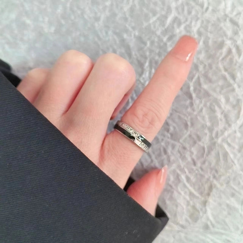 Minimalist Geometric Letter Copper Plating Hollow Out Open Rings