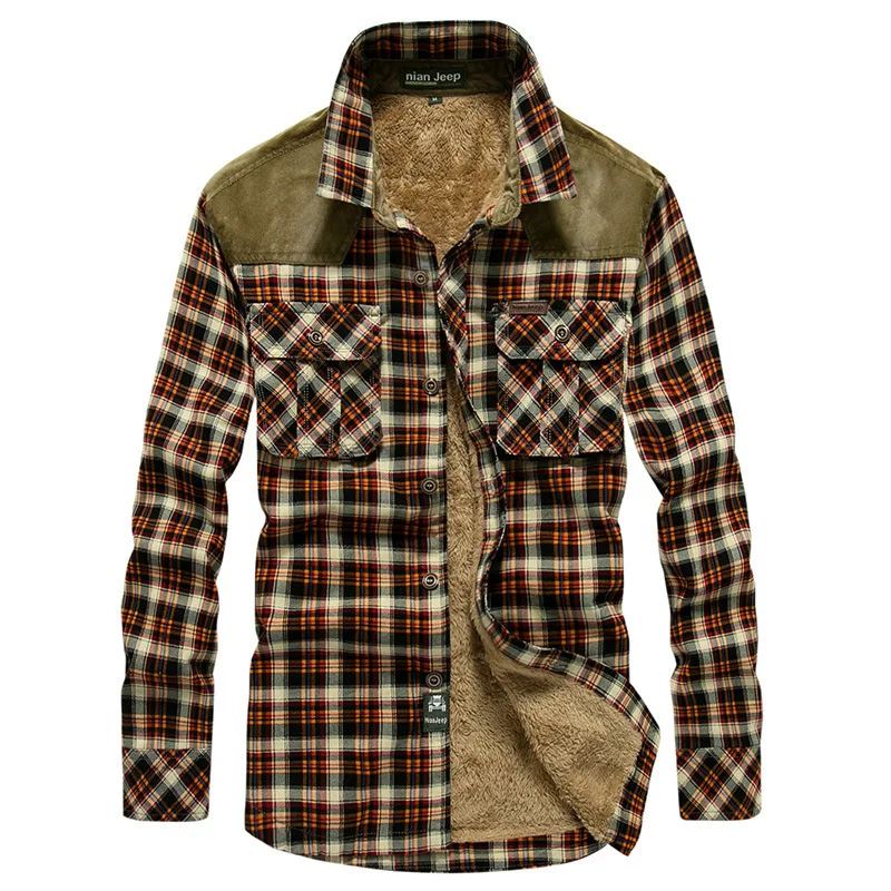 Trusthomeno fashion clothes men European and American Men's Casual Plaid Flannel Long-sleeved Shirt. Men's Pure Cotton Thickened and Warm Shirt. Men's Clothing.