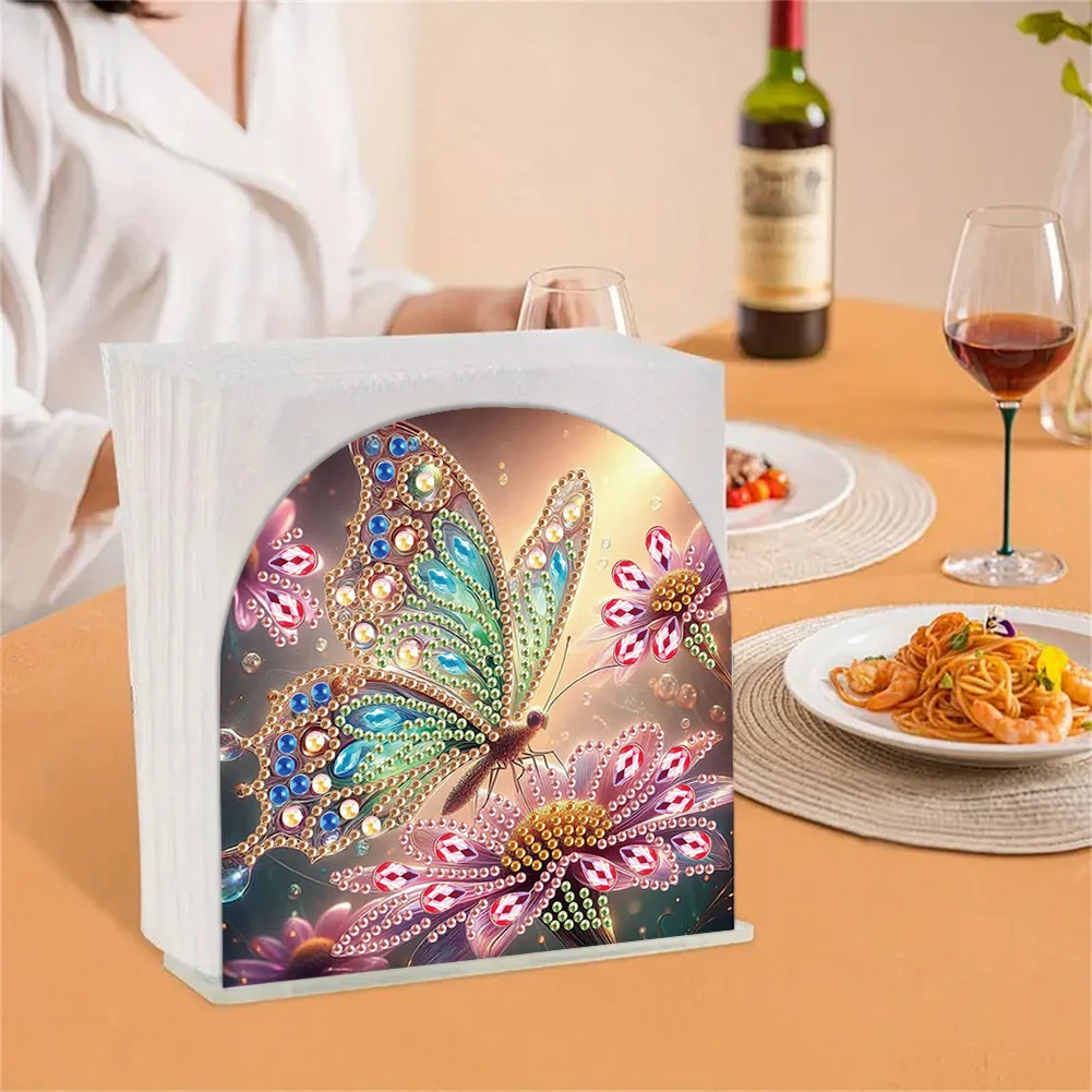 DIY Butterfly Diamond Painting Acrylic Napkin Rack Decor for Home Office Decor