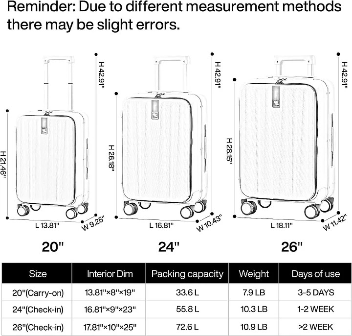 26 inch luggage size online