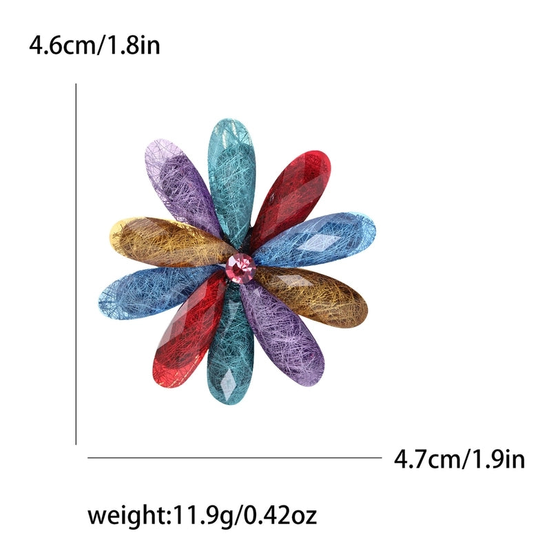 Minimalist Pin Flower Alloy Inlay Acrylic Women’s Brooches