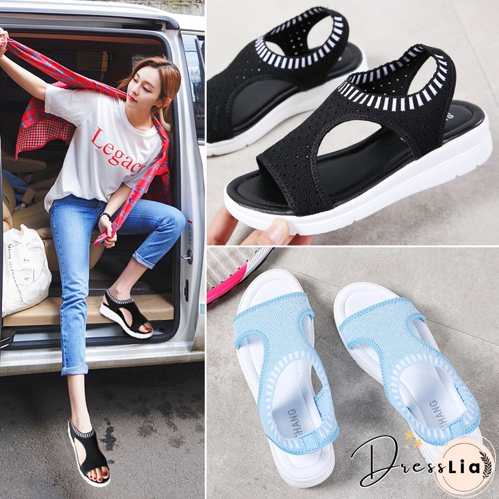 Women Sandals New Female Shoes Woman Summer Wedge Comfortable Sandals Ladies Slip-on Flat Sandals Women Sandalias