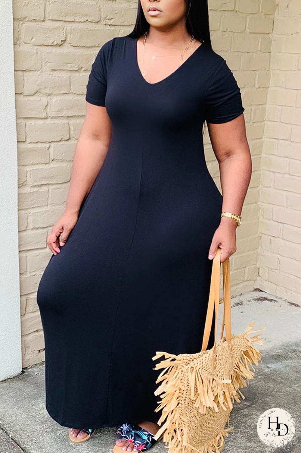 Wine Red Polyester Fashion Casual Black Grey Pink Yellow Wine Red Royal blue Cap Sleeve Short Sleeves V Neck Swagger Ankle-Length Solid Dresses