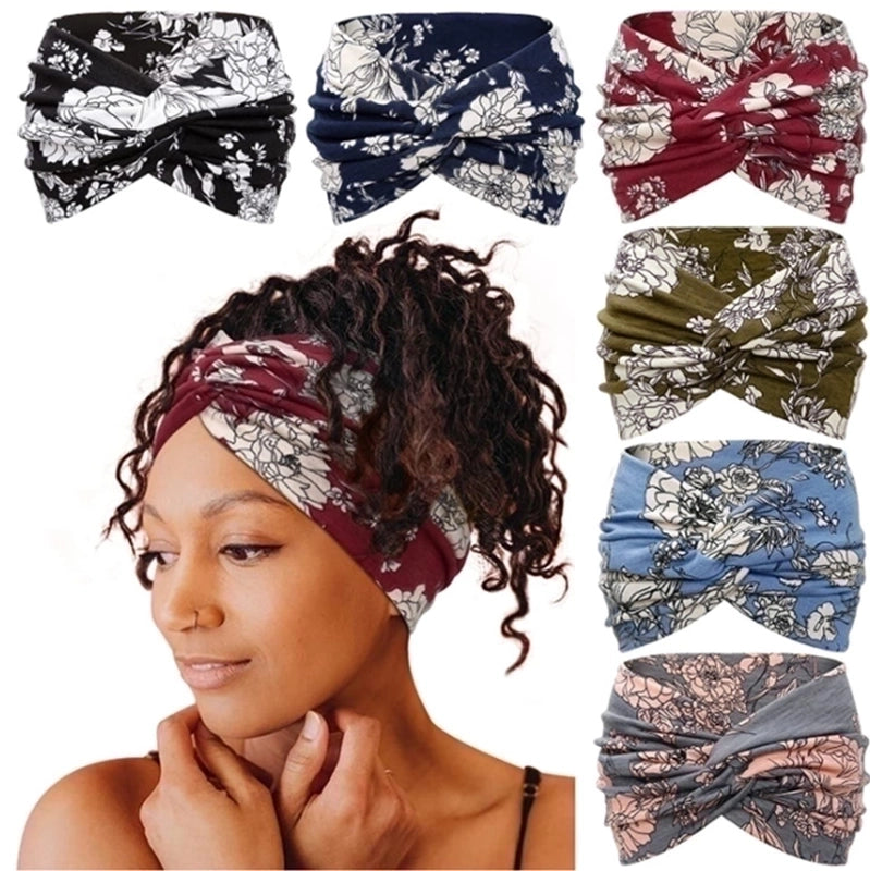 Retro Classic Style Plaid Flower Leopard Polyester Hair Band