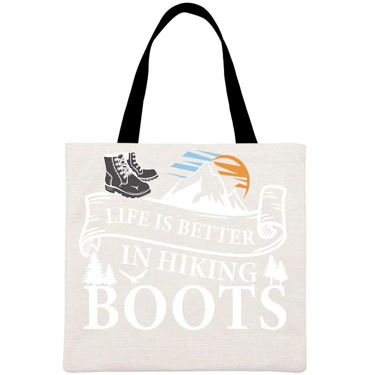 Life Is Better In Hiking Boots Hiking Printed Linen Bag-Annaletters