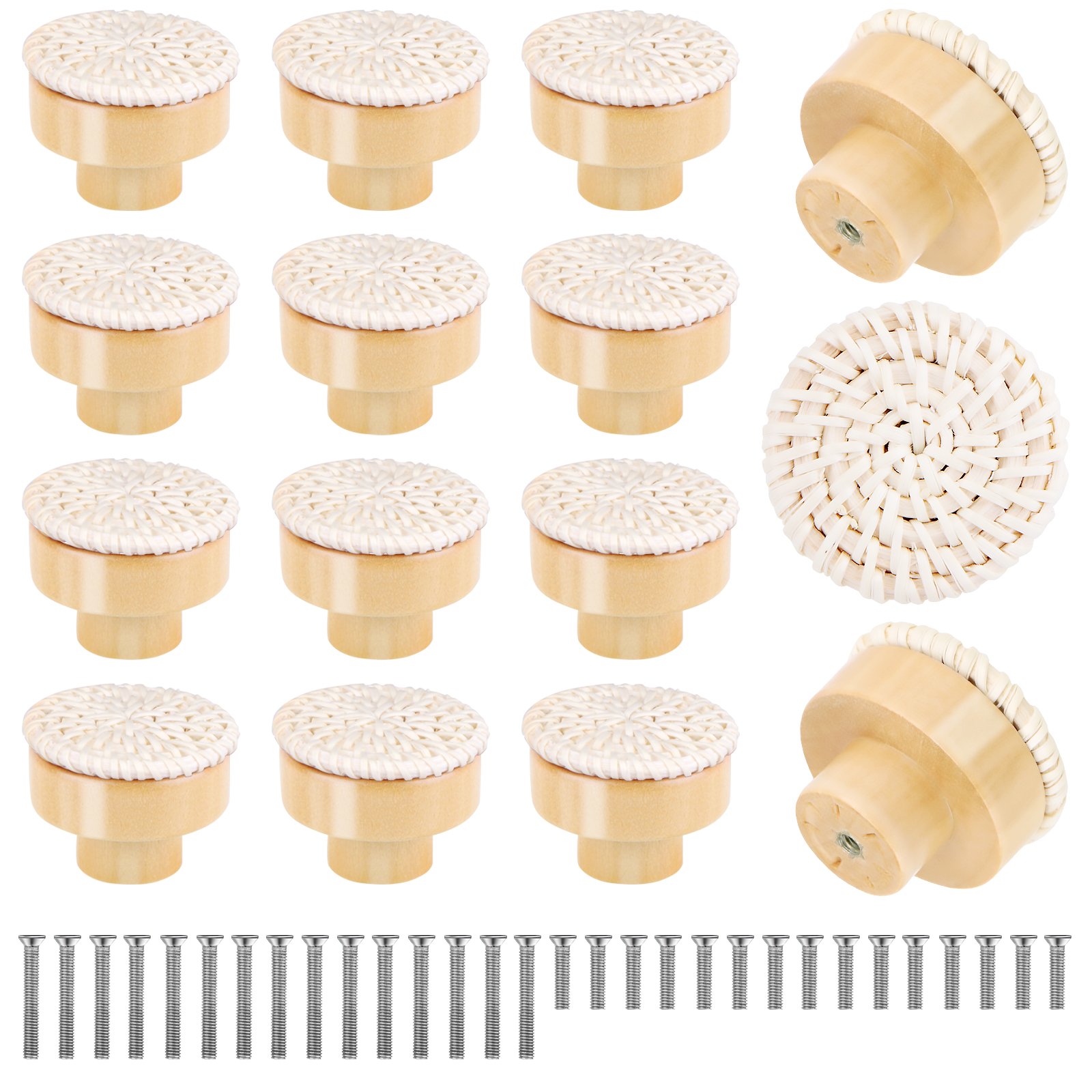 

15 Pack Boho Rattan Dresser Knobs Beige, 501 Original