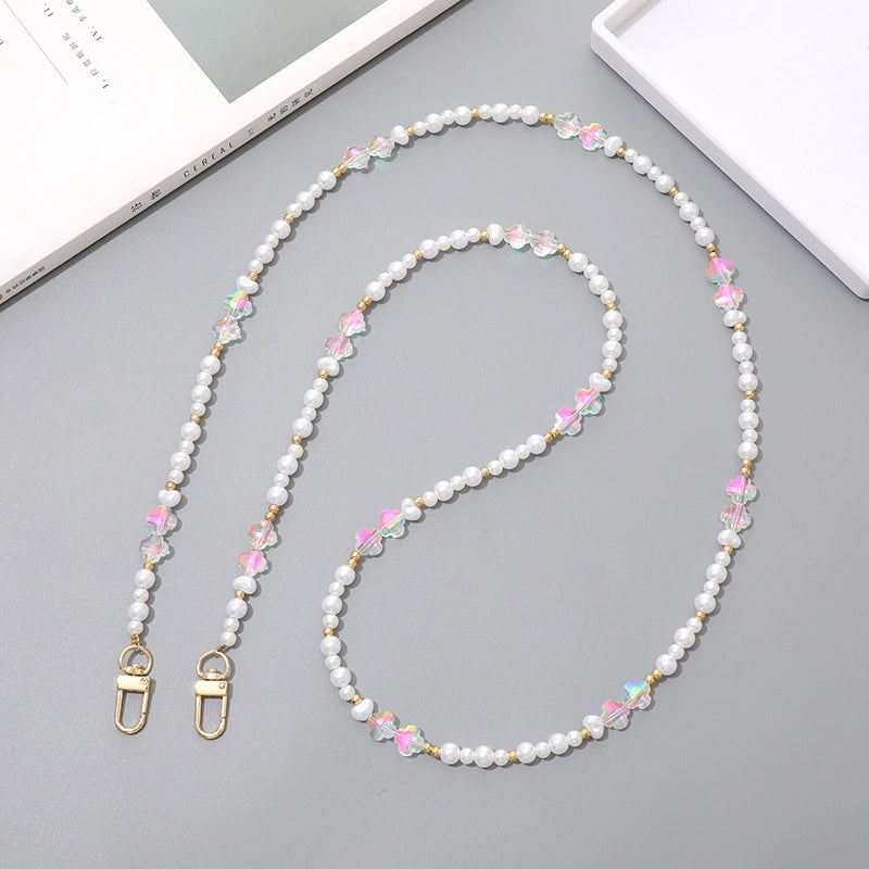 Classic Style Four Leaf Clover ABS Pearl Beaded Beaded Chain Bag Pendant Mobile Phone Chain