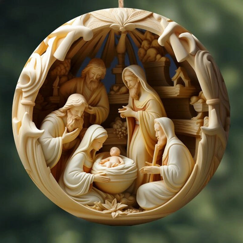 Independent Station Nativity Christmas Ornament Acrylic 3D Effect Christmas Hanging Ornaments