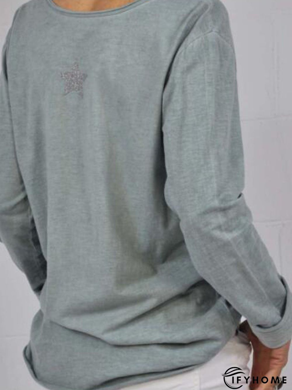 Casual Cotton-Blend Solid Top | IFYHOME