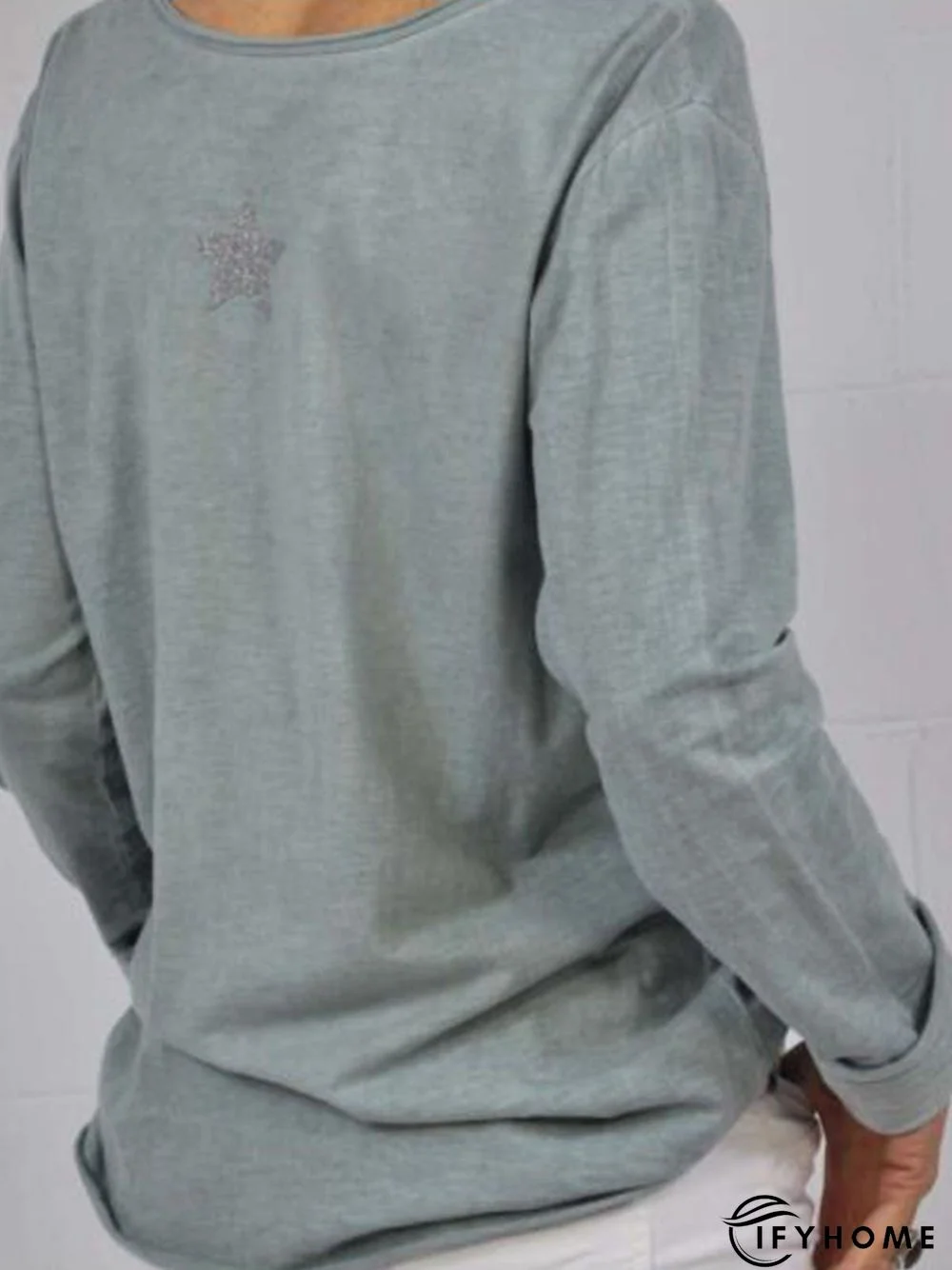 Casual Cotton-Blend Solid Top | IFYHOME