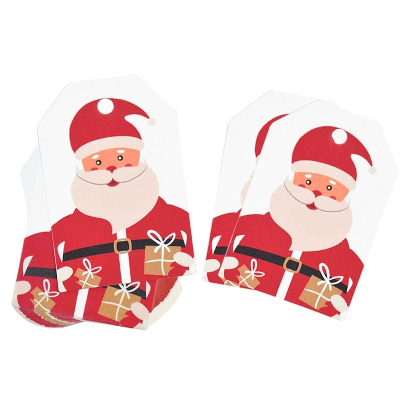 50pcs Merry Christmas Tags Kraft Paper Card Gift Label Tag DIY Hang Tags Gift Wrapping Decor Gift Card Christmas Favors Supplies