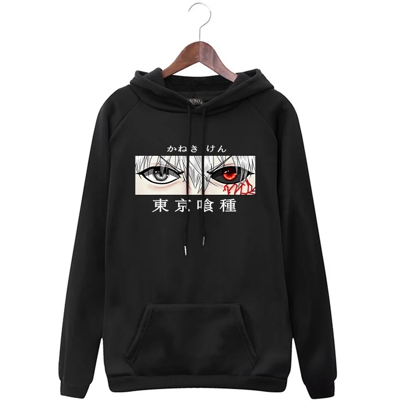 Jangj Tokyo Ghoul Hoodie Japanese Anime Kaneki Ken Eye Manga Print Loose Punk Sweatshirt Harajuku Oversize Women's Hoodie Streetwear