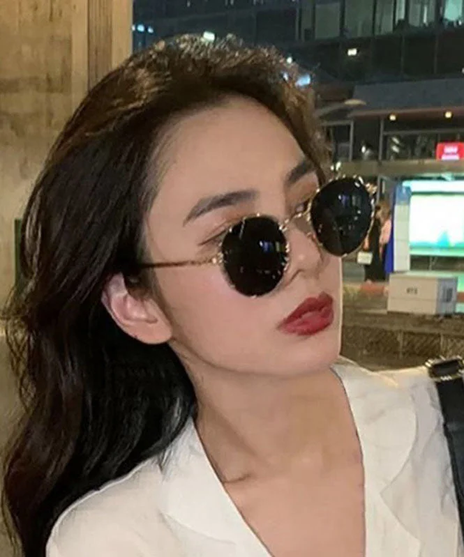 Fashion Grey Small Face Round Frame Hong Kong Wind Anti UV High Quality Sunglasses