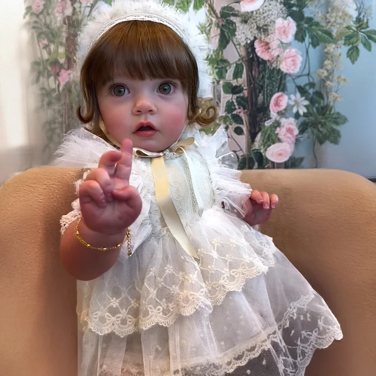 20" Lifelike Reborn Baby Doll Girl with Smooth Brown Hair, Awake Reborn Baby Doll with Clear Brown Eyes and Cuddly Cloth Body