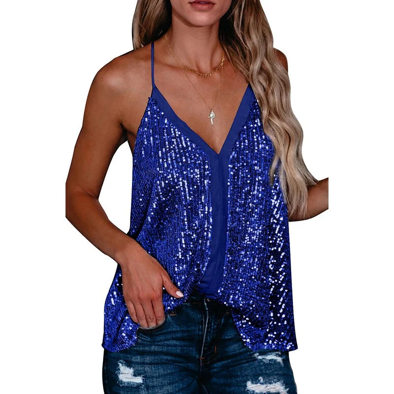 Women's Tank Top Lace Sequin Camisole Base Vest