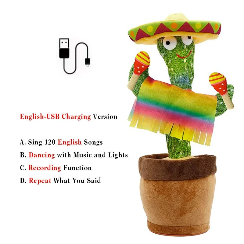 Dancer Cactus For Kids And Talking Captus Dancer Toy Smart Dancing Cactus Plush Toy Singing Dancing Cactus Russian Repeat