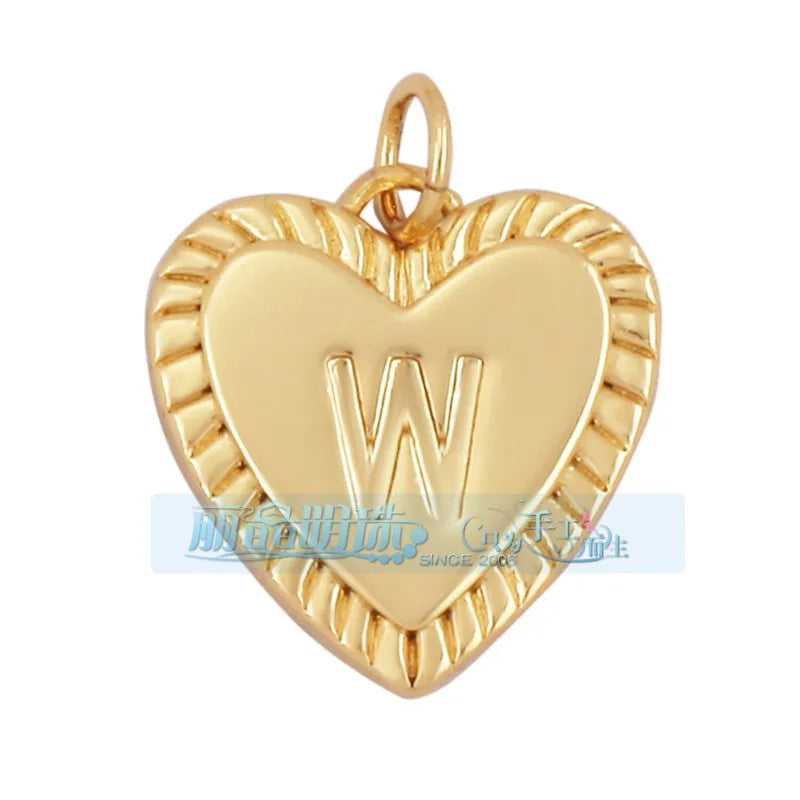 1 Piece 15 * 19mm Hole 5~5.9mm Copper Zircon Letter Heart Shape Pendant Jewelry Accessories