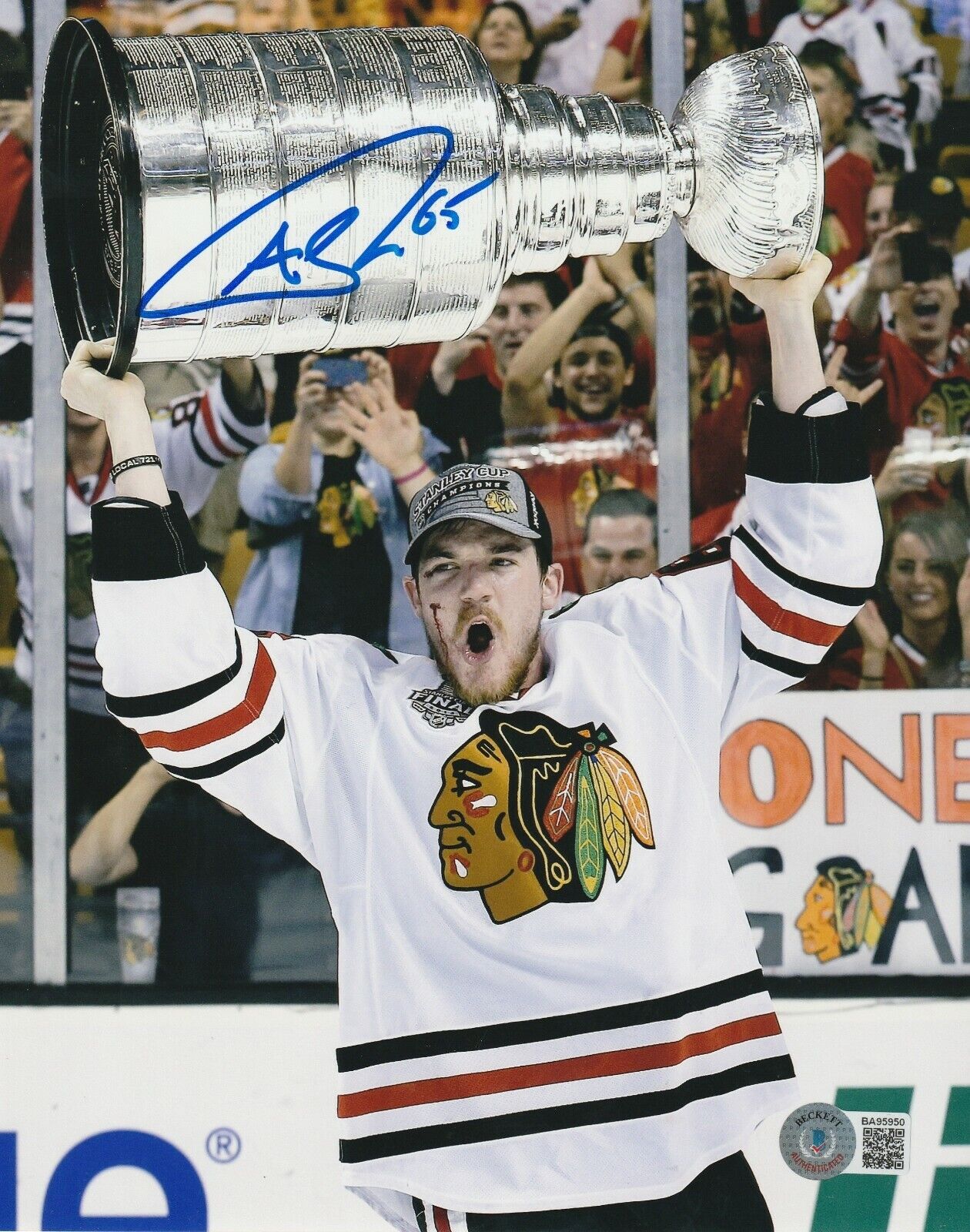 ANDREW SHAW Signed BLACKHAWKS STANLEY CUP 8x10 Photo Poster painting with Beckett COA (BAS)