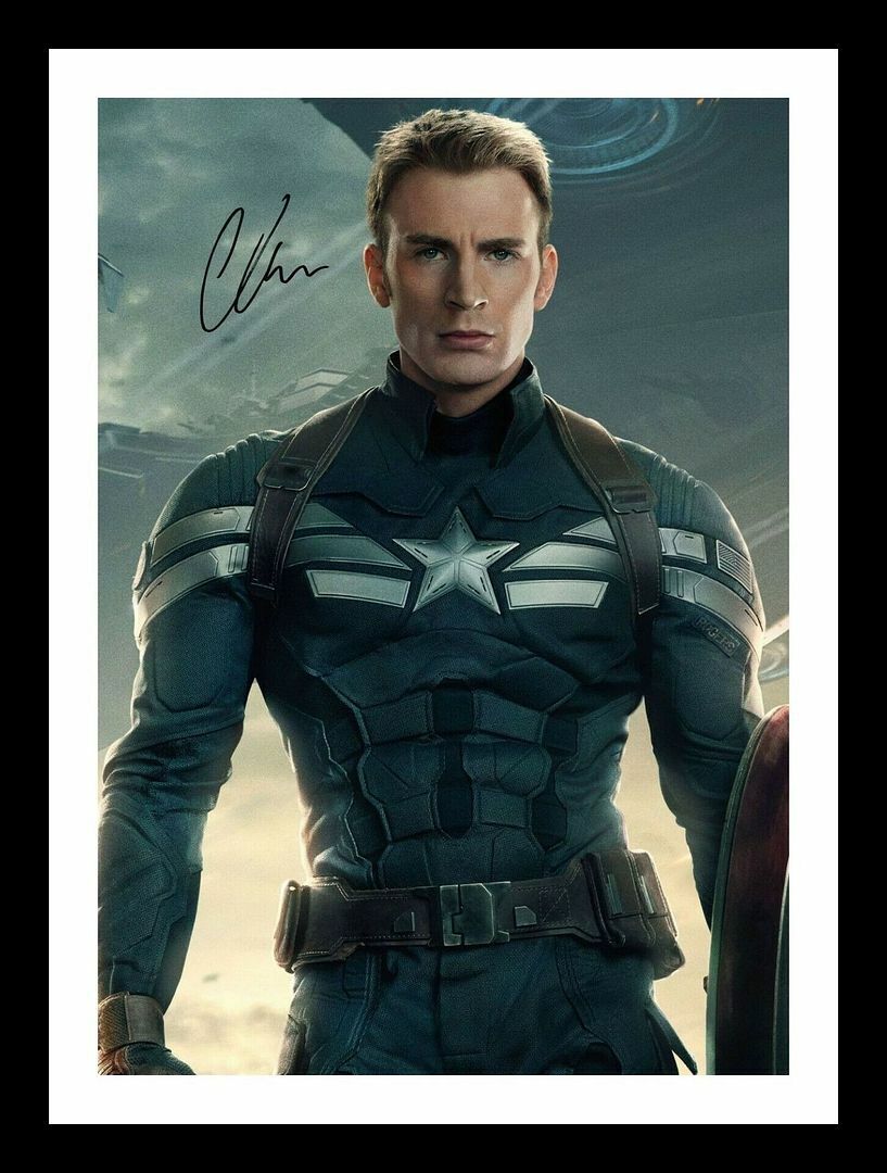 Chris Evans - Captain America Autograph Signed & Framed Photo Poster painting 2