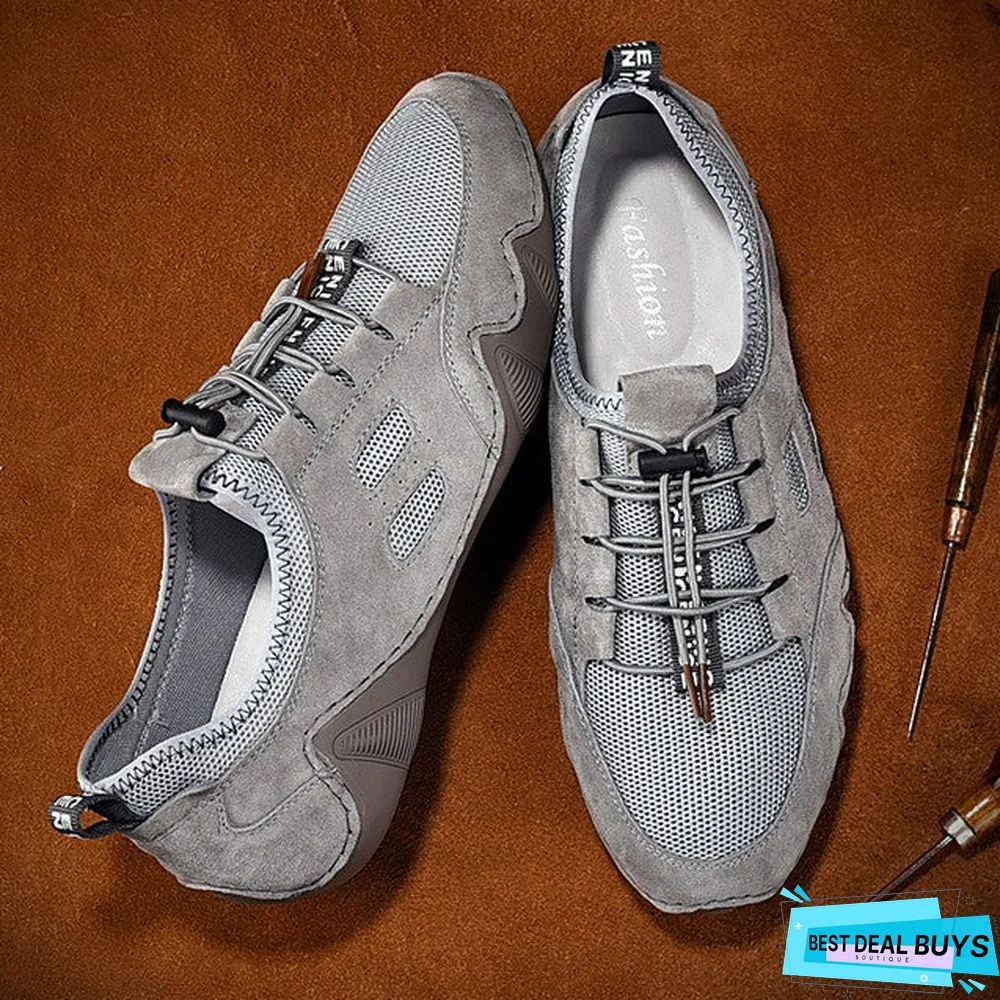 Men's Fall Casual Daily Loafers & Slip-Ons Walking Shoes Pigskin Breathable Non-Slipping Wear Proof Camel / White / Gray