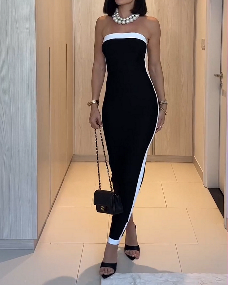 Strapless Colorblock Dress