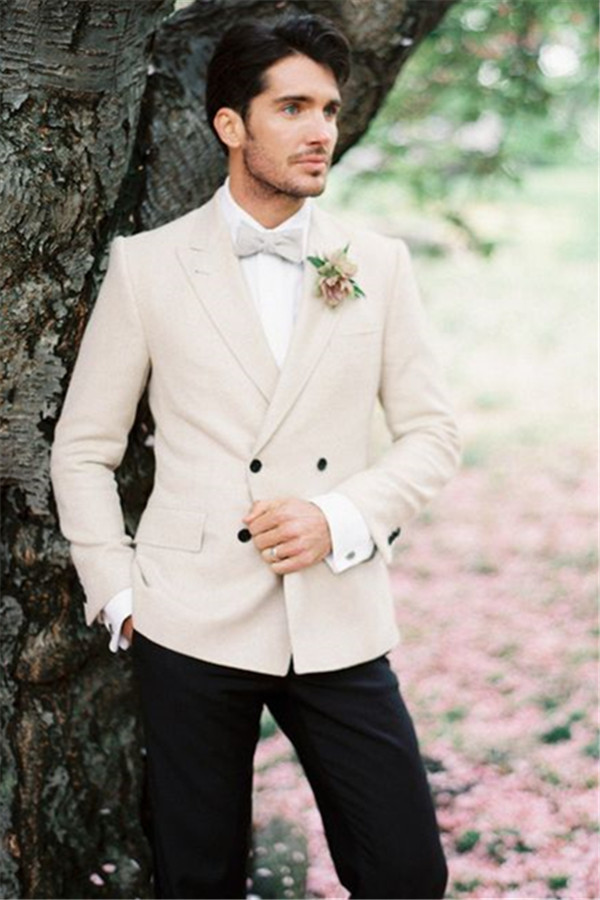 Bellasprom Ivory Wedding Tuxedos For Groom Two Pieces Set Groomsmen ...