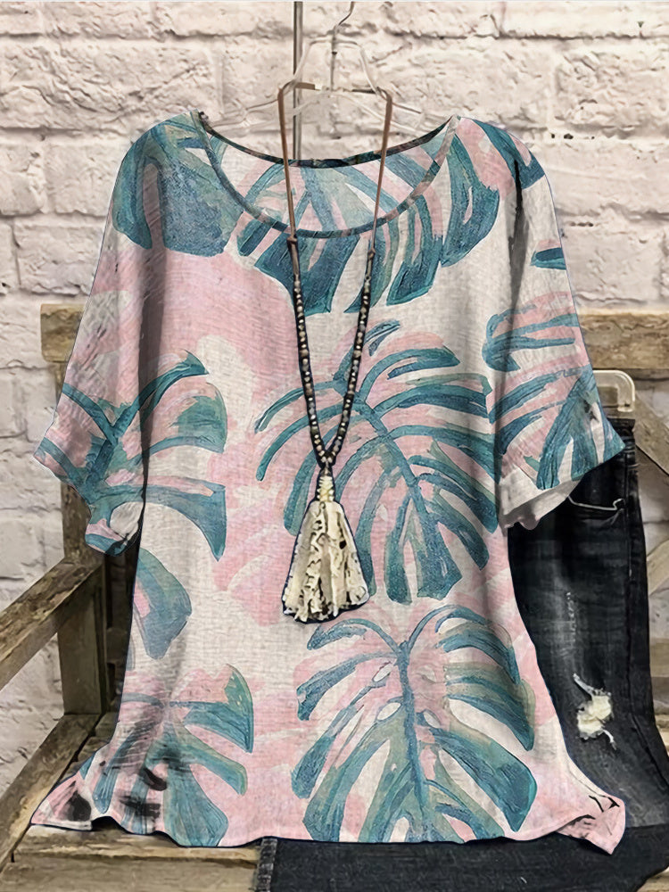 Women Long Sleeve V-neck Graphic Floral Printed Top