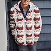 Men's Christmas 3D Pattern Print Casual Zipper Plus Size Knitted Hooded Jacket Coat