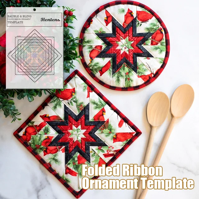 Bauble Bling Folded Ribbon Ornament Template With Instructions