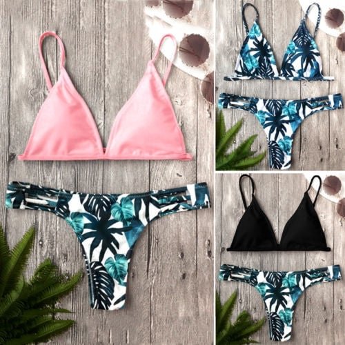 Women Floral Bikini Set Bandage Push Up Padded Swimwear Swimsuit Bather Suit Swimming Suit Beachwear