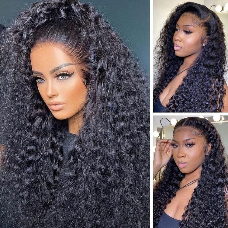 Natural Water Wave 13x4 Lace Frontal Wigs Virgin Human Hair Wet and Wavy Wigs