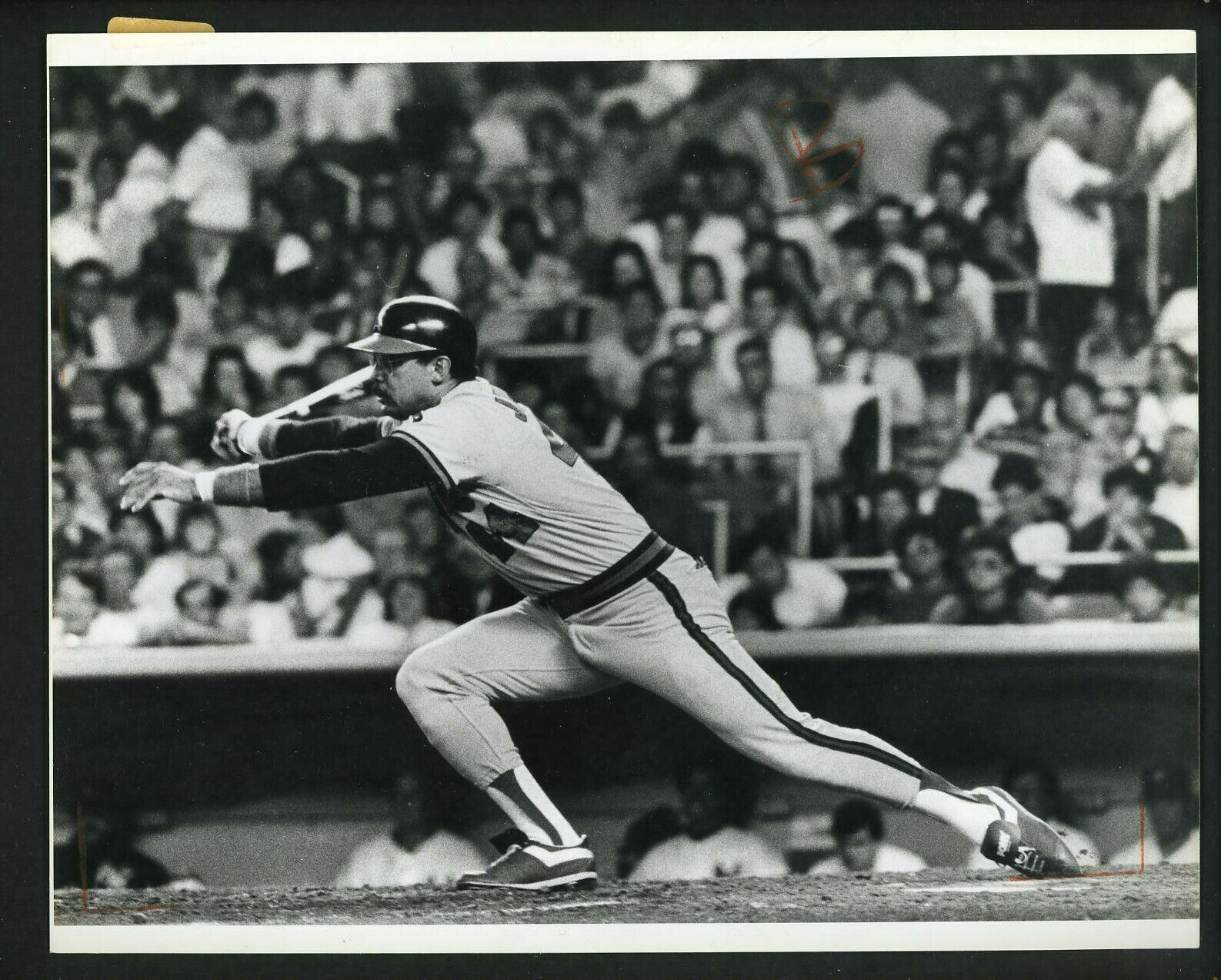 Reggie Jackson swinging bat circa 1980s Press Original Photo Poster painting California Angels