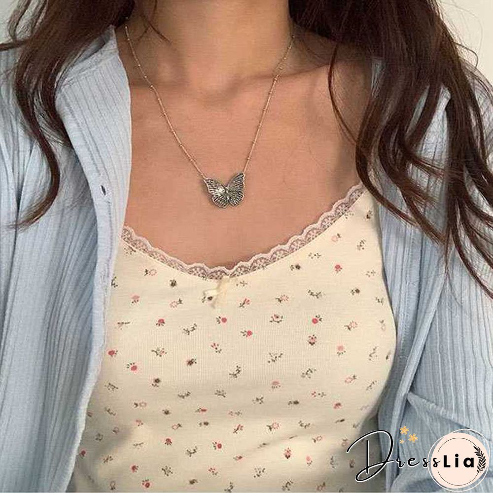 Ribbed Knit Flower Prints Cropped Cami Tops Lace Trim Tank