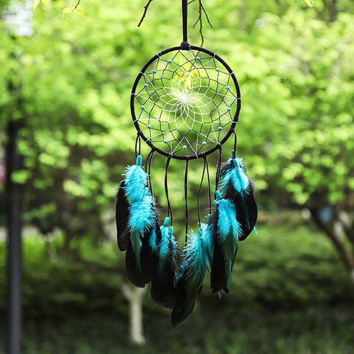 Blue Feathers Dream Catcher Ornament