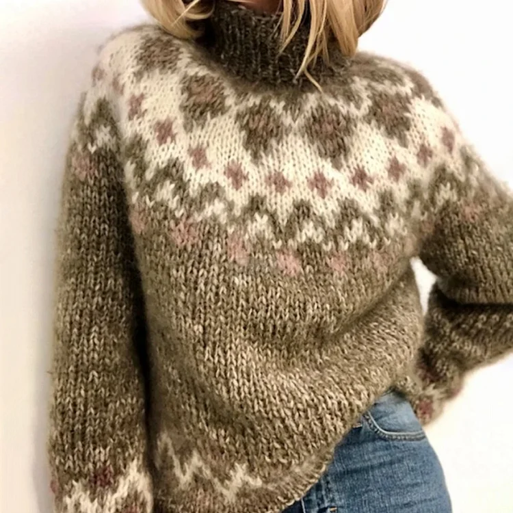 Vintage Fairman Island Jacquard Turtleneck Sweater