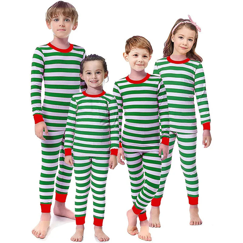 Striped family Christmas Pajamas with dog